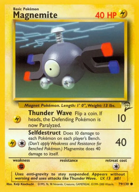 Magnemite #079/130 Pokémon card from Base Set 2