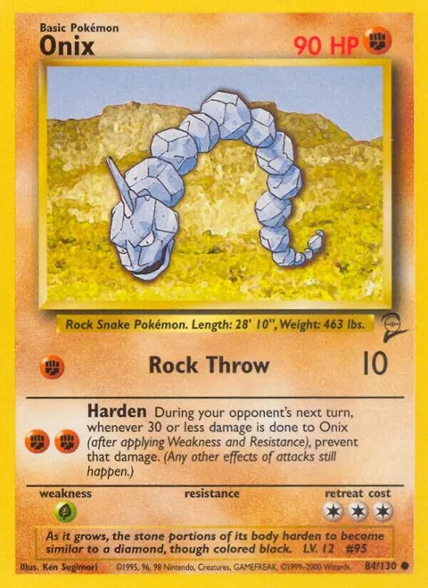 Onix #084/130 Pokémon card from Base Set 2