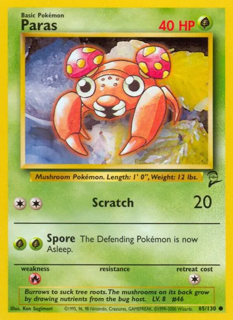 Paras #085/130 Pokémon card from Base Set 2
