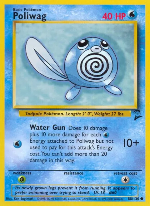 Poliwag #088/130 Pokémon card from Base Set 2