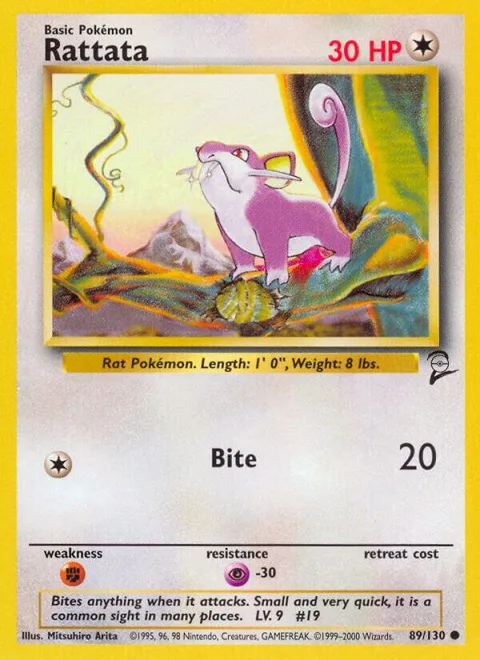 Rattata #089/130 Pokémon card from Base Set 2