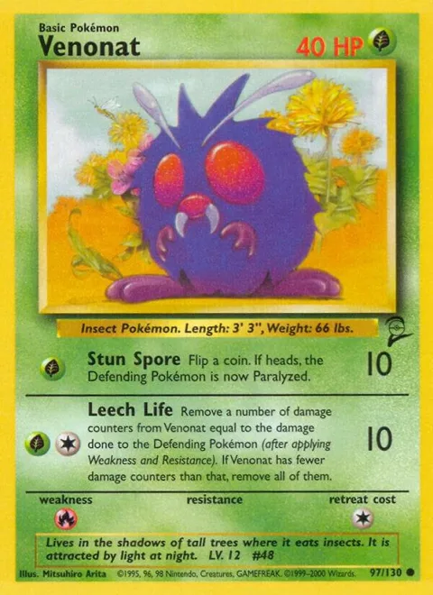 Venonat #097/130 Pokémon card from Base Set 2