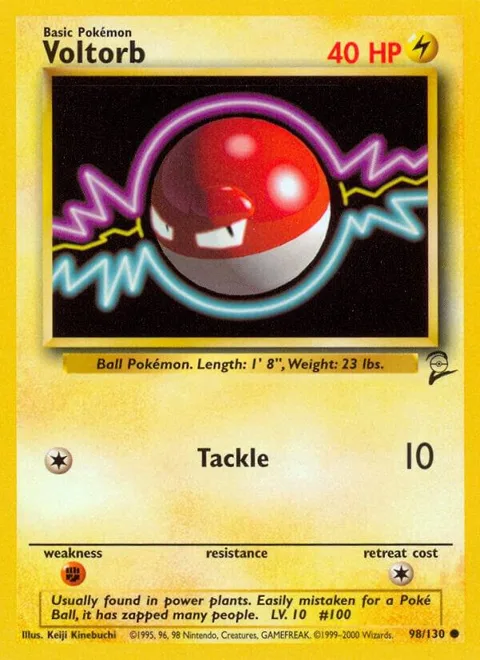 Voltorb #098/130 Pokémon card from Base Set 2