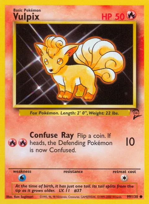 Vulpix #099/130 Pokémon card from Base Set 2