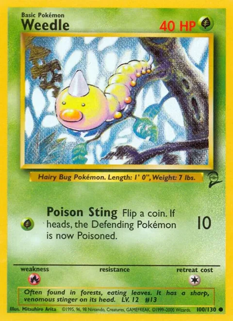 Weedle #100/130 Pokémon card from Base Set 2