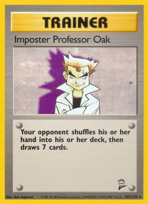 Imposter Professor Oak #102/130 Pokémon card from Base Set 2