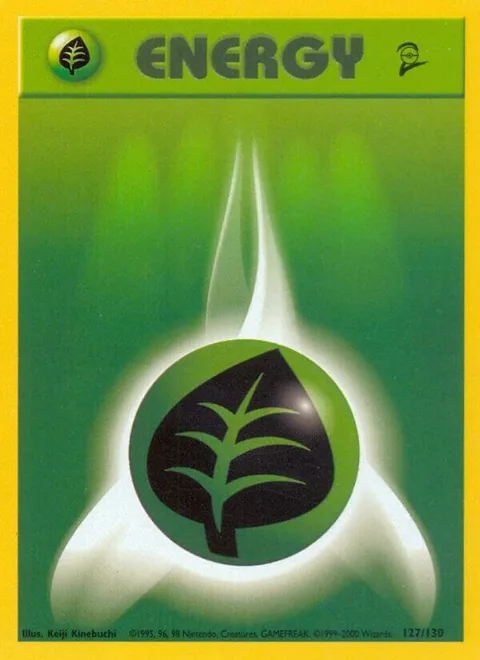 Grass Energy #127/130 Pokémon card from Base Set 2