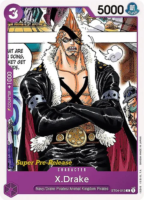 X.Drake ST04-013 Super Pre-Release One Piece card from Super Pre-Release Starter Deck 4: Animal Kingdom Pirates