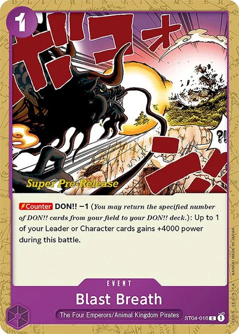 Blast Breath ST04-016 Super Pre-Release One Piece card from Super Pre-Release Starter Deck 4: Animal Kingdom Pirates