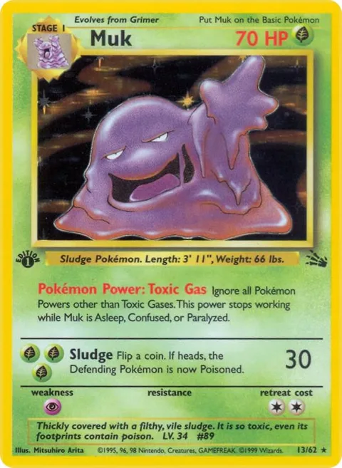Muk 13 #13/62 Unlimited Holofoil Pokémon card from Fossil