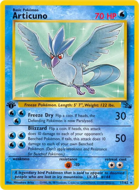 Articuno 17 #17/62 1st Edition Pokémon card from Fossil