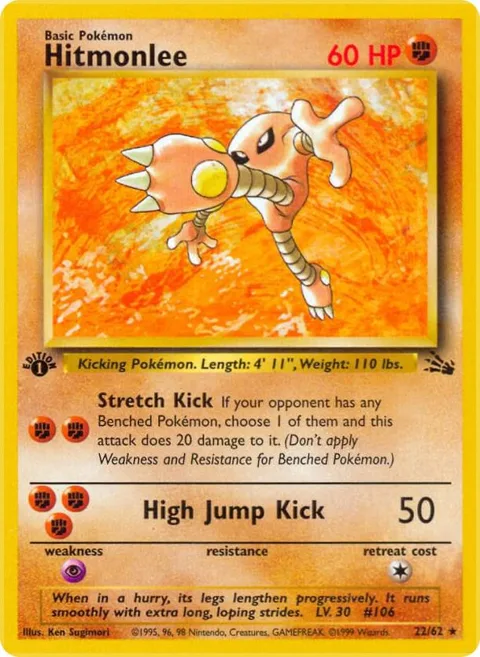 Hitmonlee 22 #22/62 1st Edition Pokémon card from Fossil