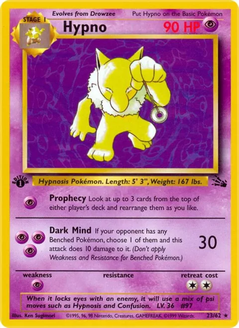Hypno 23 #23/62 1st Edition Pokémon card from Fossil