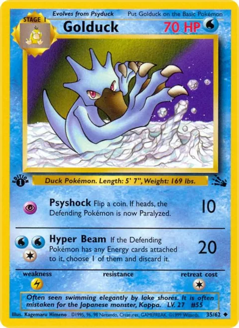 Golduck #35/62 1st Edition Pokémon card from Fossil