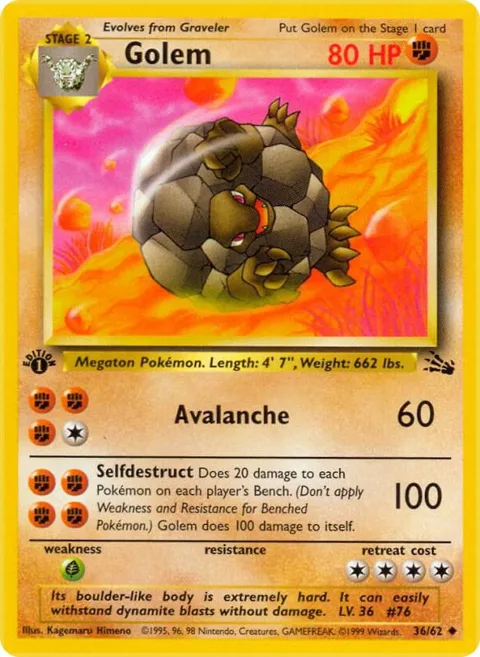 Golem #36/62 Unlimited Pokémon card from Fossil