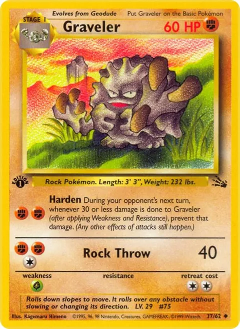 Graveler #37/62 1st Edition Pokémon card from Fossil
