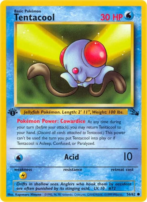 Tentacool #56/62 1st Edition Pokémon card from Fossil