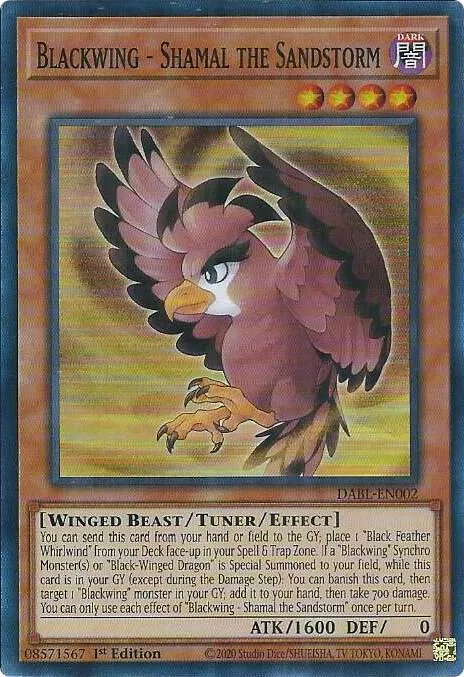 Blackwing - Shamal the Sandstorm DABL-EN002 Yu-Gi-Oh card from Darkwing Blast