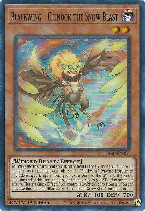 Blackwing - Chinook the Snow Blast DABL-EN003 Yu-Gi-Oh card from Darkwing Blast