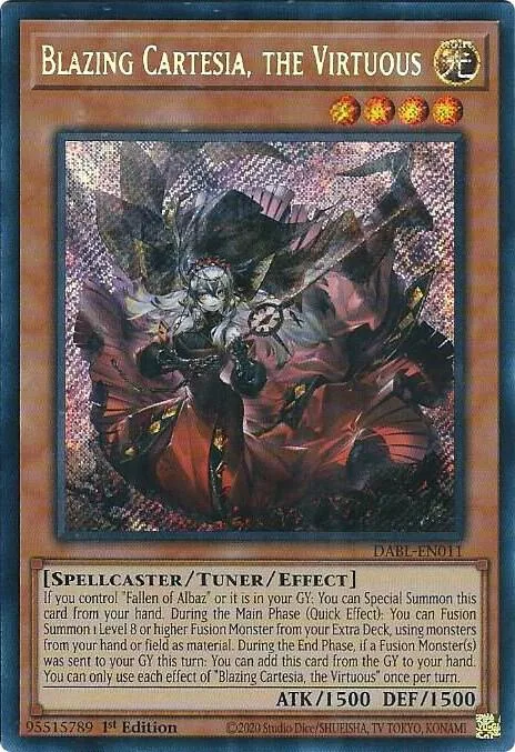 Blazing Cartesia, the Virtuous DABL-EN011 Yu-Gi-Oh card from Darkwing Blast