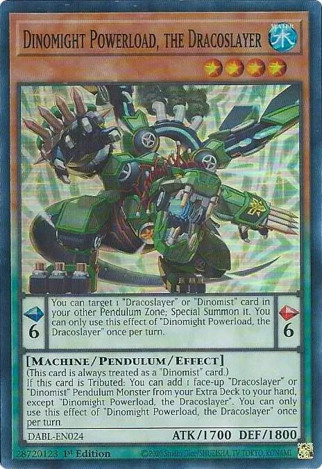 Dinomight Powerload, the Dracoslayer DABL-EN024 Yu-Gi-Oh card from Darkwing Blast
