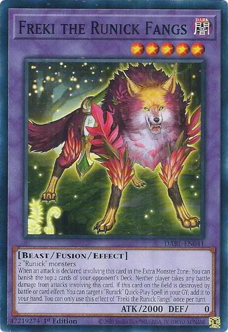 Freki the Runick Fangs DABL-EN041 Yu-Gi-Oh card from Darkwing Blast