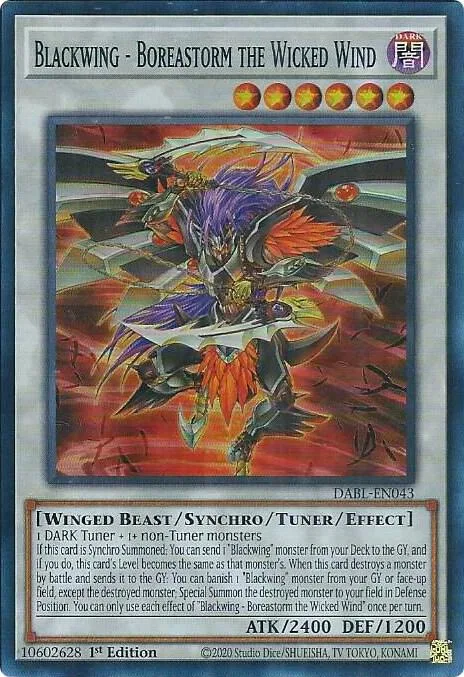 Blackwing - Boreastorm the Wicked Wind DABL-EN043 Yu-Gi-Oh card from Darkwing Blast
