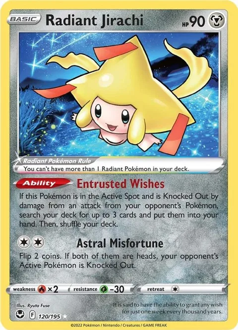 Radiant Jirachi #120/195 Holofoil Pokémon card from Silver Tempest