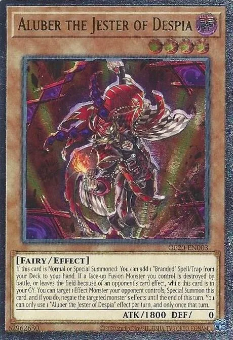 Aluber the Jester of Despia Ultimate Rare OP20-EN003 Yu-Gi-Oh card from OTS Tournament Pack 20