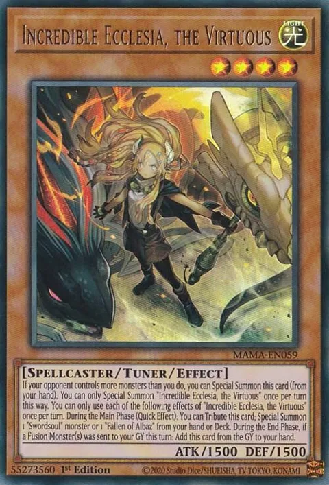 Incredible Ecclesia, the Virtuous MAMA-EN059 Yu-Gi-Oh card from Magnificent Mavens