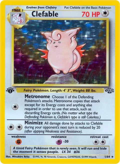 Clefable 1 #01/64 1st Edition Holofoil Pokémon card from Jungle