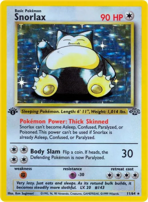 Snorlax 11 #11/64 Unlimited Holofoil Pokémon card from Jungle