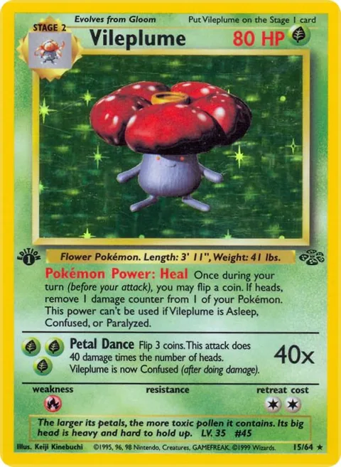Vileplume 15 #15/64 Unlimited Holofoil Pokémon card from Jungle
