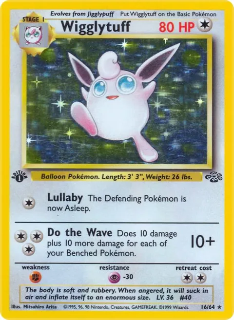 Wigglytuff 16 #16/64 1st Edition Holofoil Pokémon card from Jungle