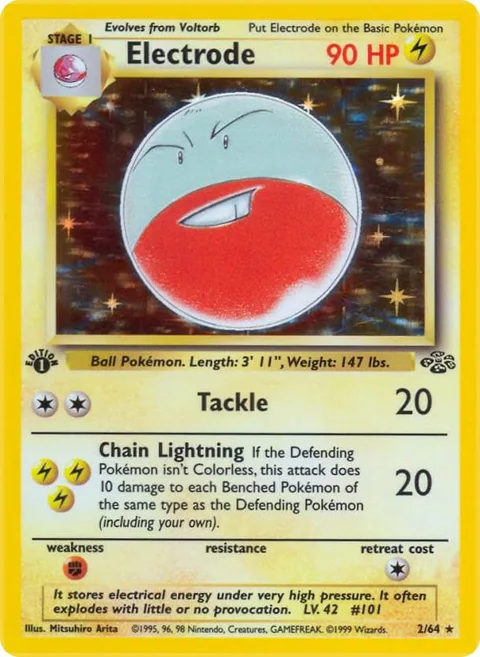Electrode 2 #02/64 1st Edition Holofoil Pokémon card from Jungle