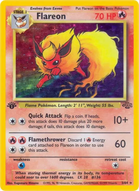 Flareon 3 #03/64 Unlimited Holofoil Pokémon card from Jungle
