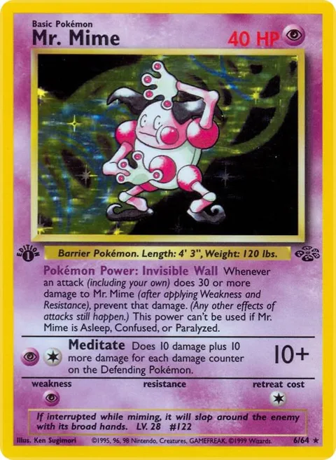 Mr. Mime 6 #06/64 1st Edition Holofoil Pokémon card from Jungle