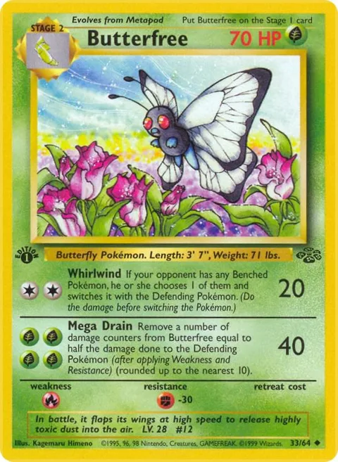 Butterfree #33/64 1st Edition Pokémon card from Jungle