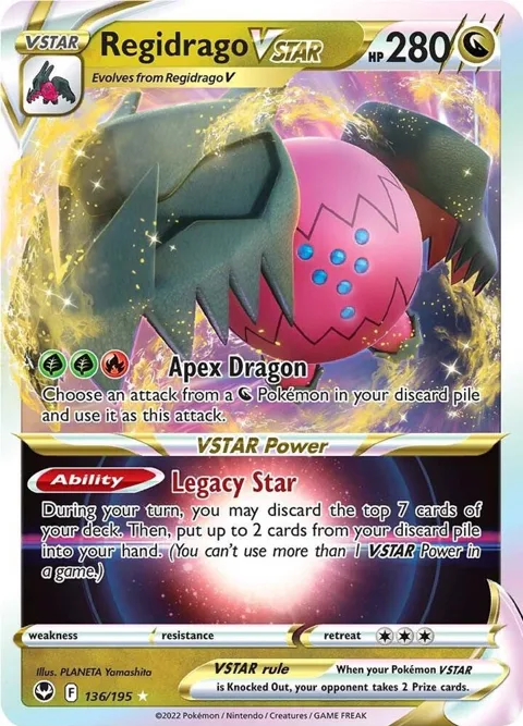 Regidrago VSTAR #136/195 Holofoil Pokémon card from Silver Tempest