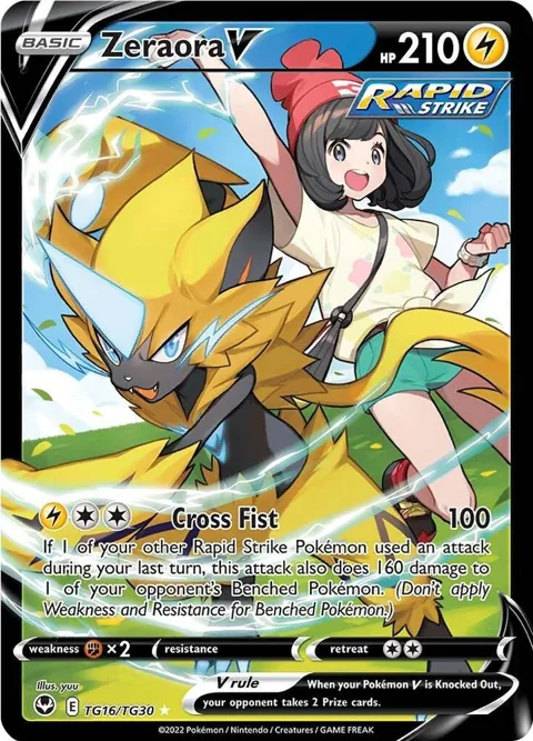 Zeraora V #TG16/TG30 Holofoil Pokémon card from Silver Tempest Trainer Gallery