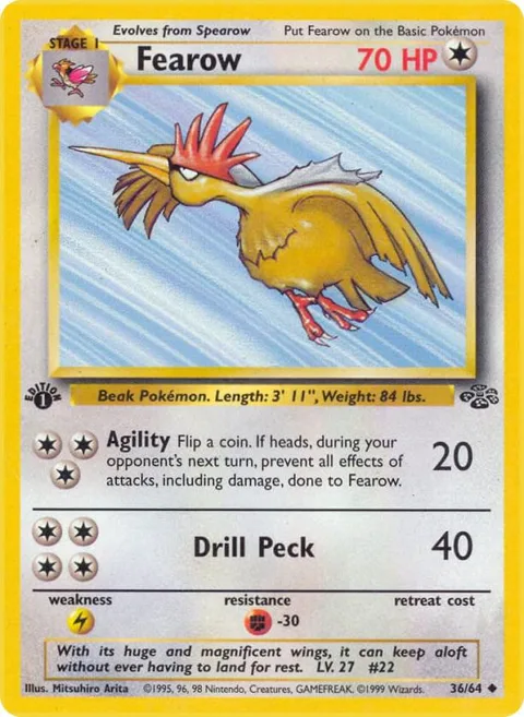 Fearow #36/64 1st Edition Pokémon card from Jungle