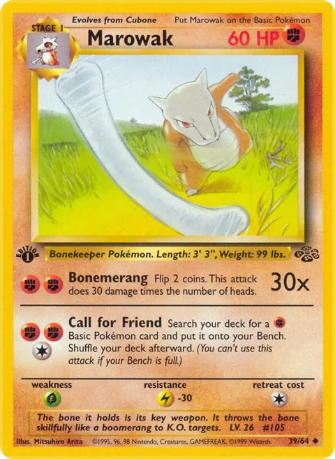 Marowak #39/64 1st Edition Pokémon card from Jungle