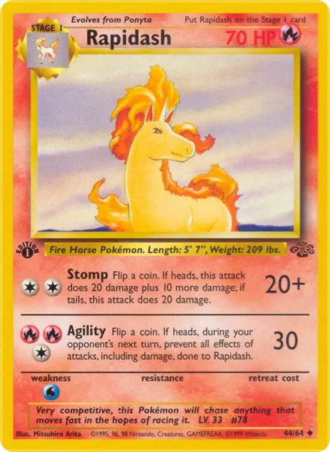 Rapidash #44/64 1st Edition Pokémon card from Jungle