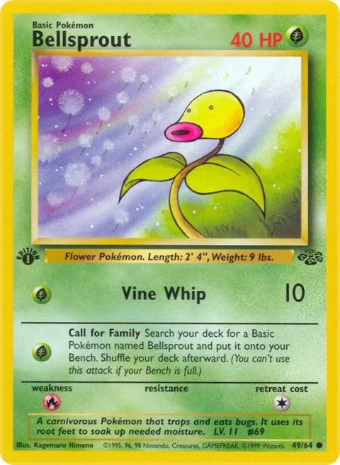 Bellsprout #49/64 Unlimited Pokémon card from Jungle
