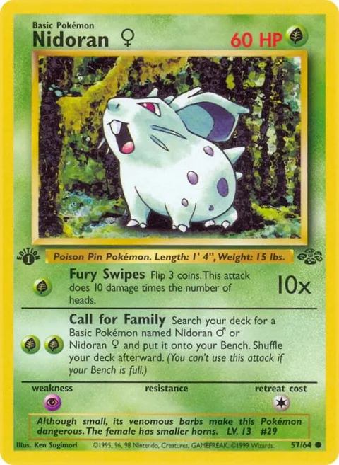 Nidoran F #57/64 1st Edition Pokémon card from Jungle