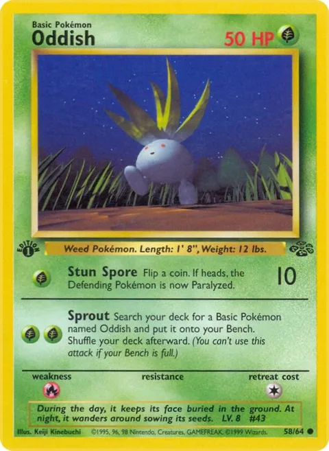 Oddish #58/64 Unlimited Pokémon card from Jungle