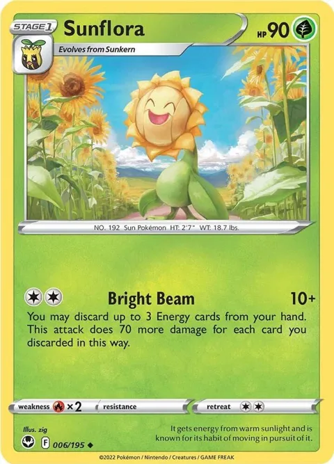 Sunflora #006/195 Pokémon card from Silver Tempest