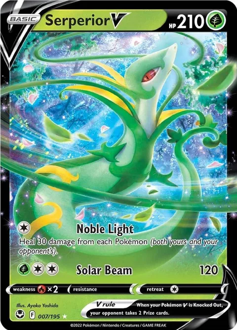Serperior V #007/195 Holofoil Pokémon card from Silver Tempest