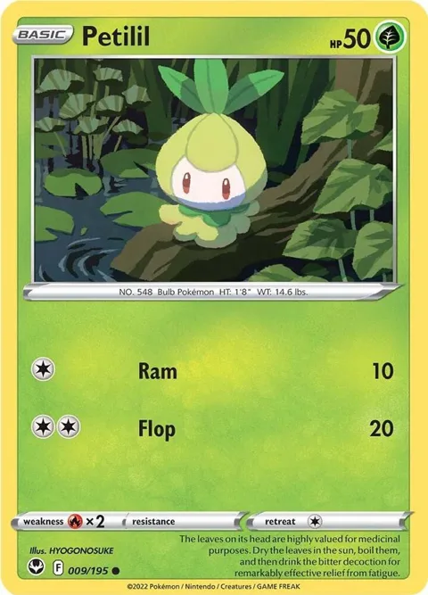 Petilil #009/195 Reverse Holofoil Pokémon card from Silver Tempest