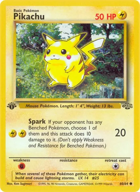 Pikachu #60/64 Unlimited Pokémon card from Jungle